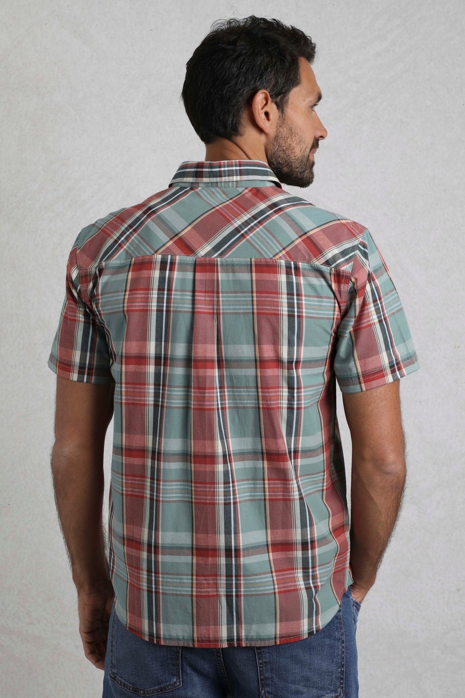 Weird Fish Teal Blue Judd Short Sleeve Check Shirt