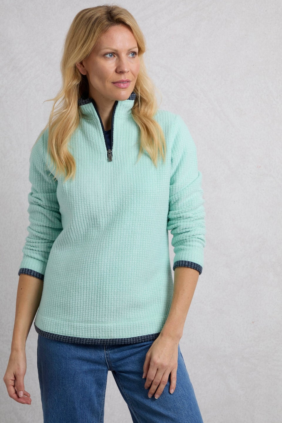 Weird Fish Aqua Beye 1/4 Zip Grid Fleece