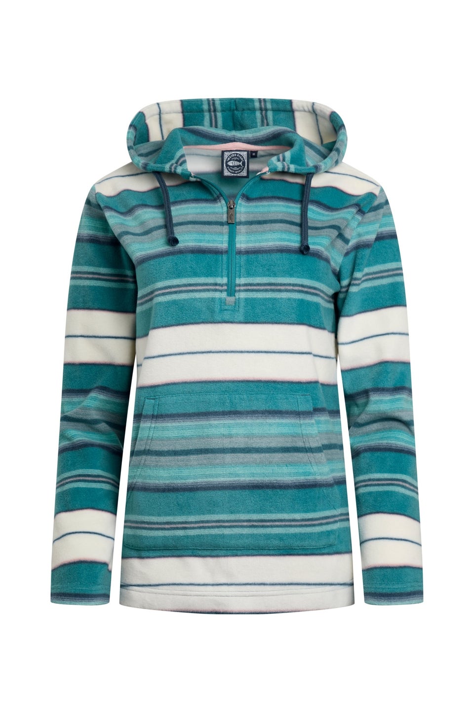 Weird Fish Blue Lana 1/4 Zip Stripe Microfleece Hoodie