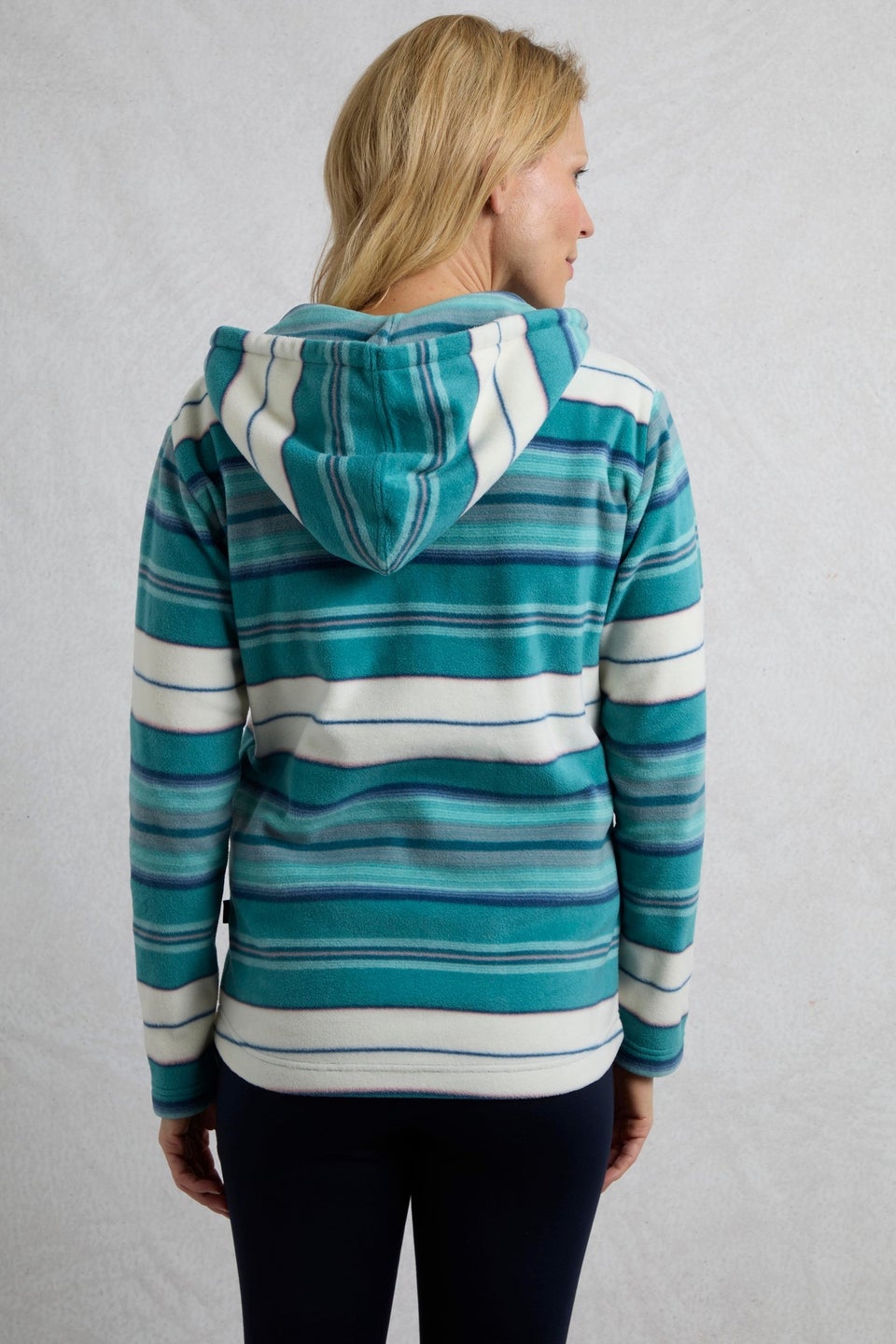 Weird Fish Blue Lana 1/4 Zip Stripe Microfleece Hoodie