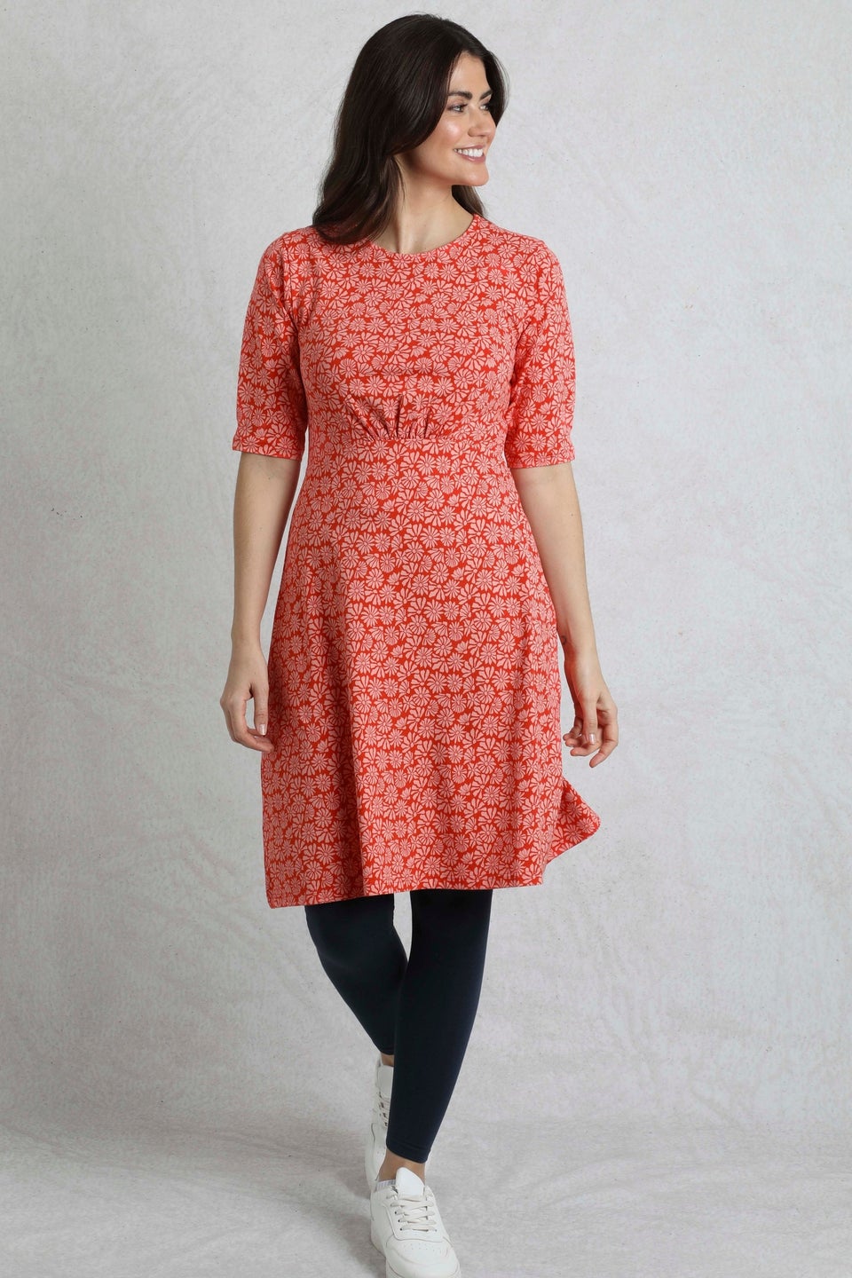 Weird Fish Red Cassandra Jersey Swing Dress
