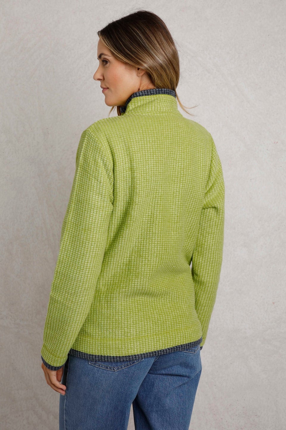 Weird Fish Soft Green Ariana Full Zip Grid Fleece