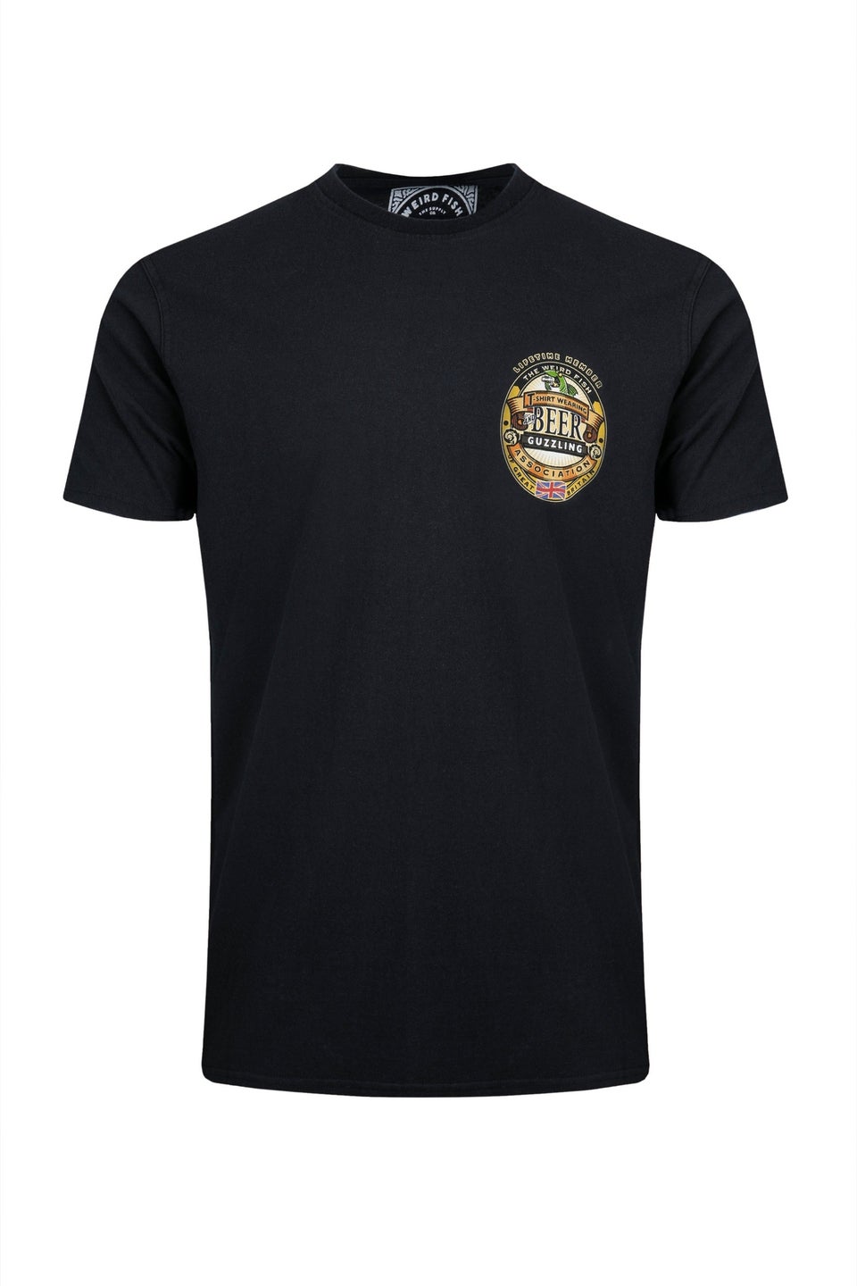 Weird Fish Black Beer Guzzling Back Print Artist T-Shirt