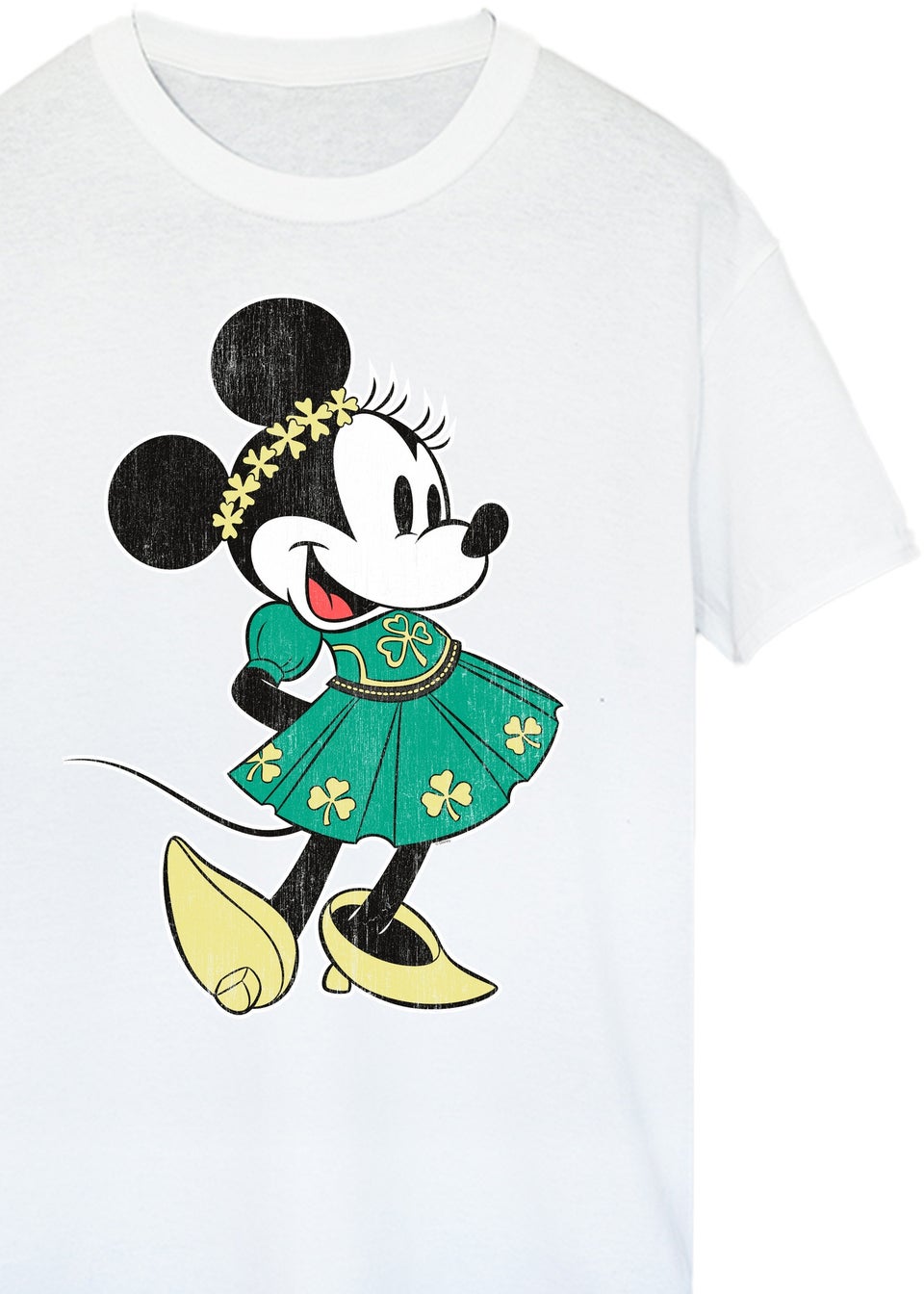 Disney Minnie Mouse St Patrick's Day Costume White Boyfriend Fit T-Shirt