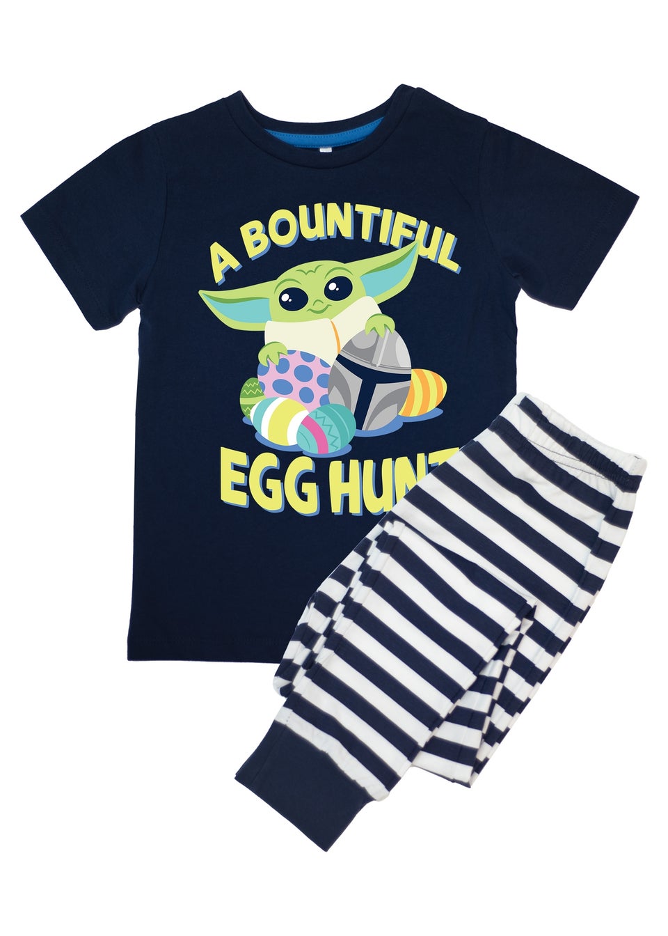 Star Wars Mandalorian Grogu A Bountiful Easter Egg Hunt Boys Navy/Stripes Pyjamas (3-8 Years)