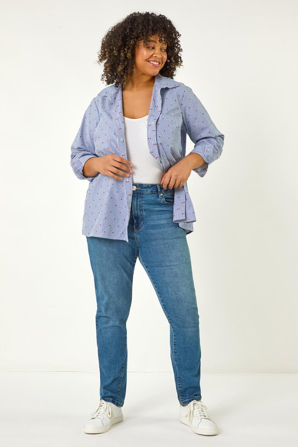 Roman Blue Curve Dobby Spot Stripe Shirt