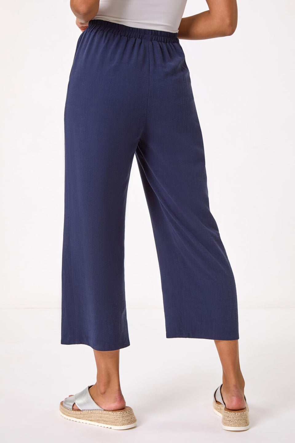 Roman Navy Cropped Linen Trouser