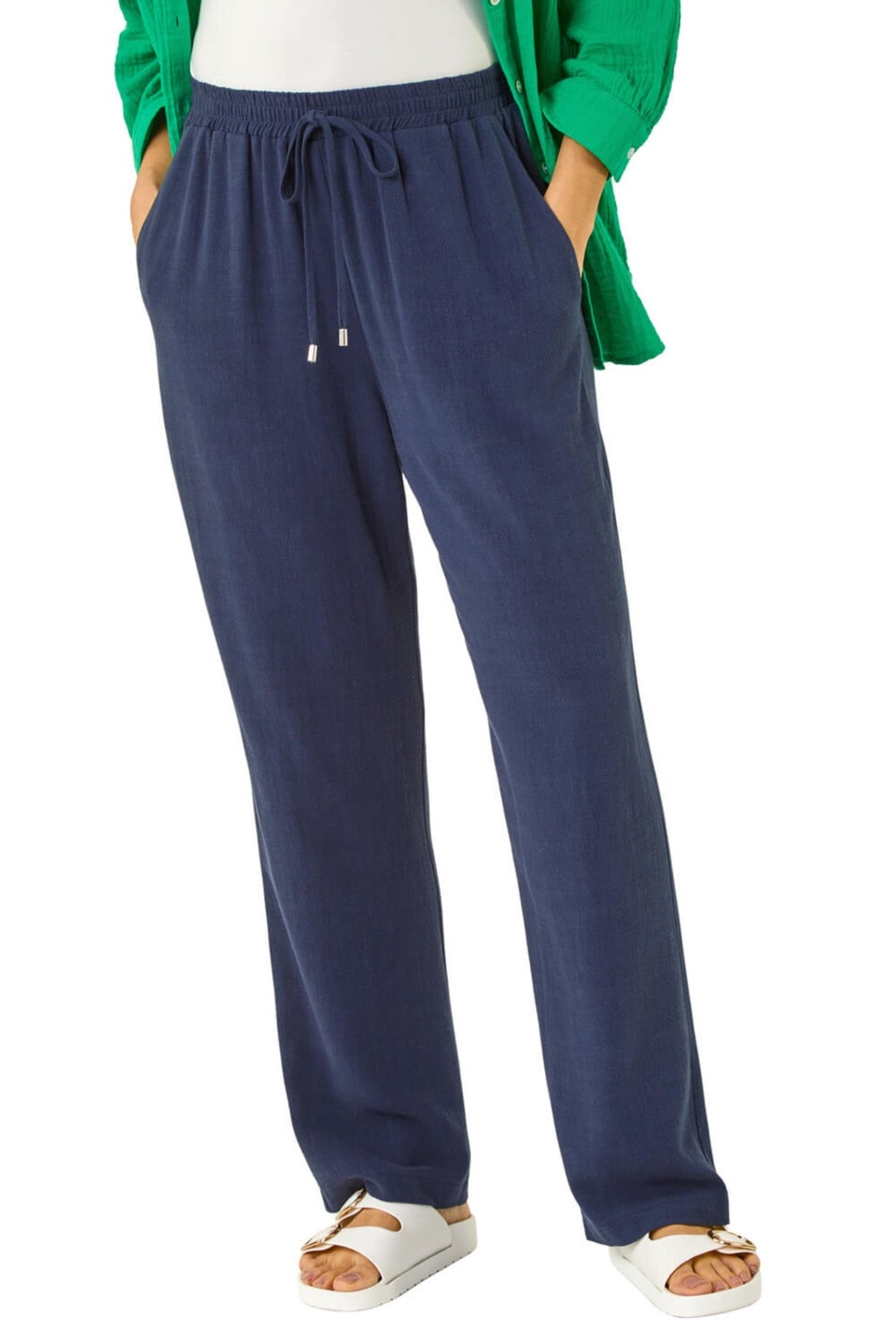 Roman Navy Full Length Linen Trouser