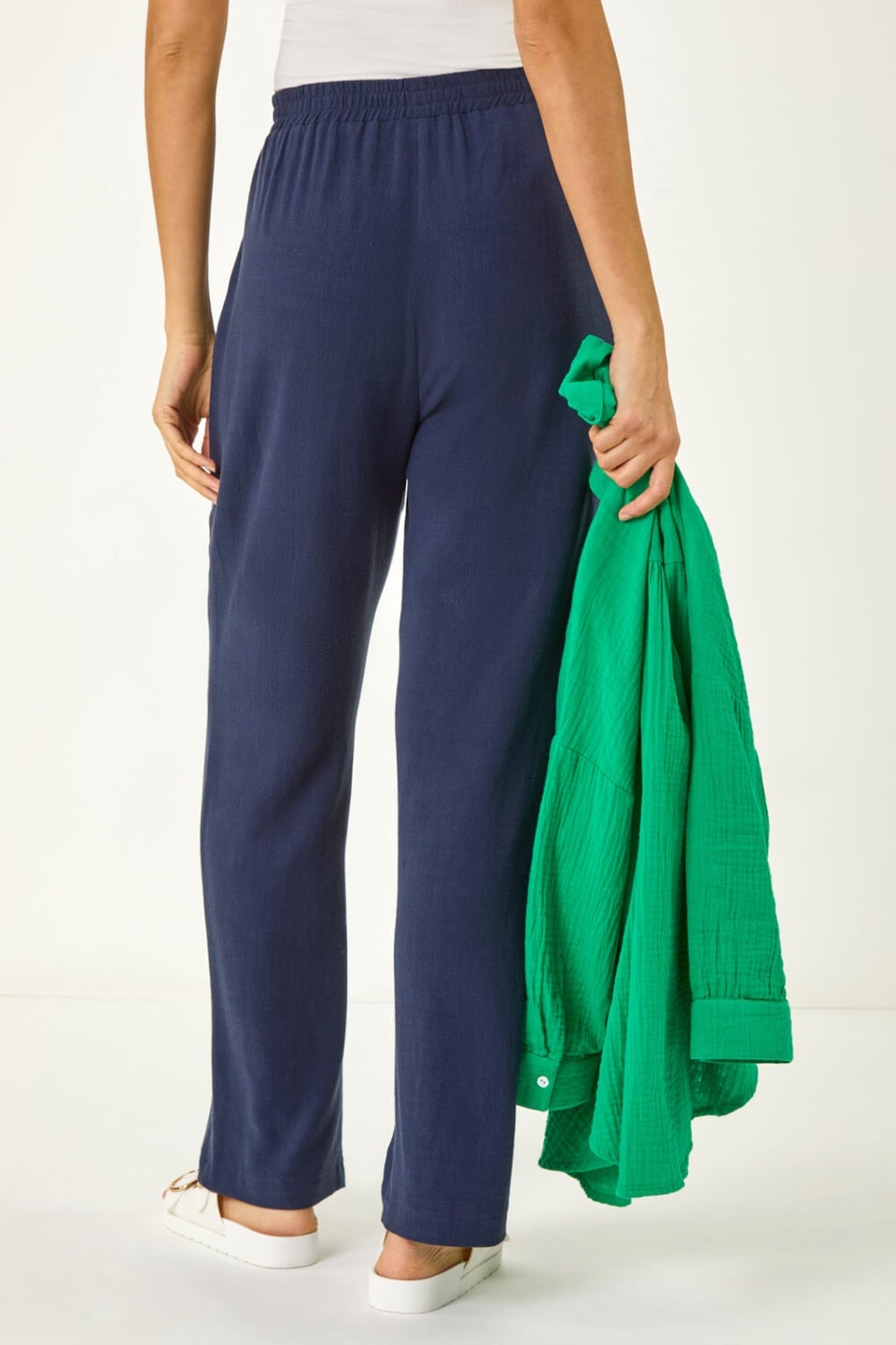 Roman Navy Full Length Linen Trouser