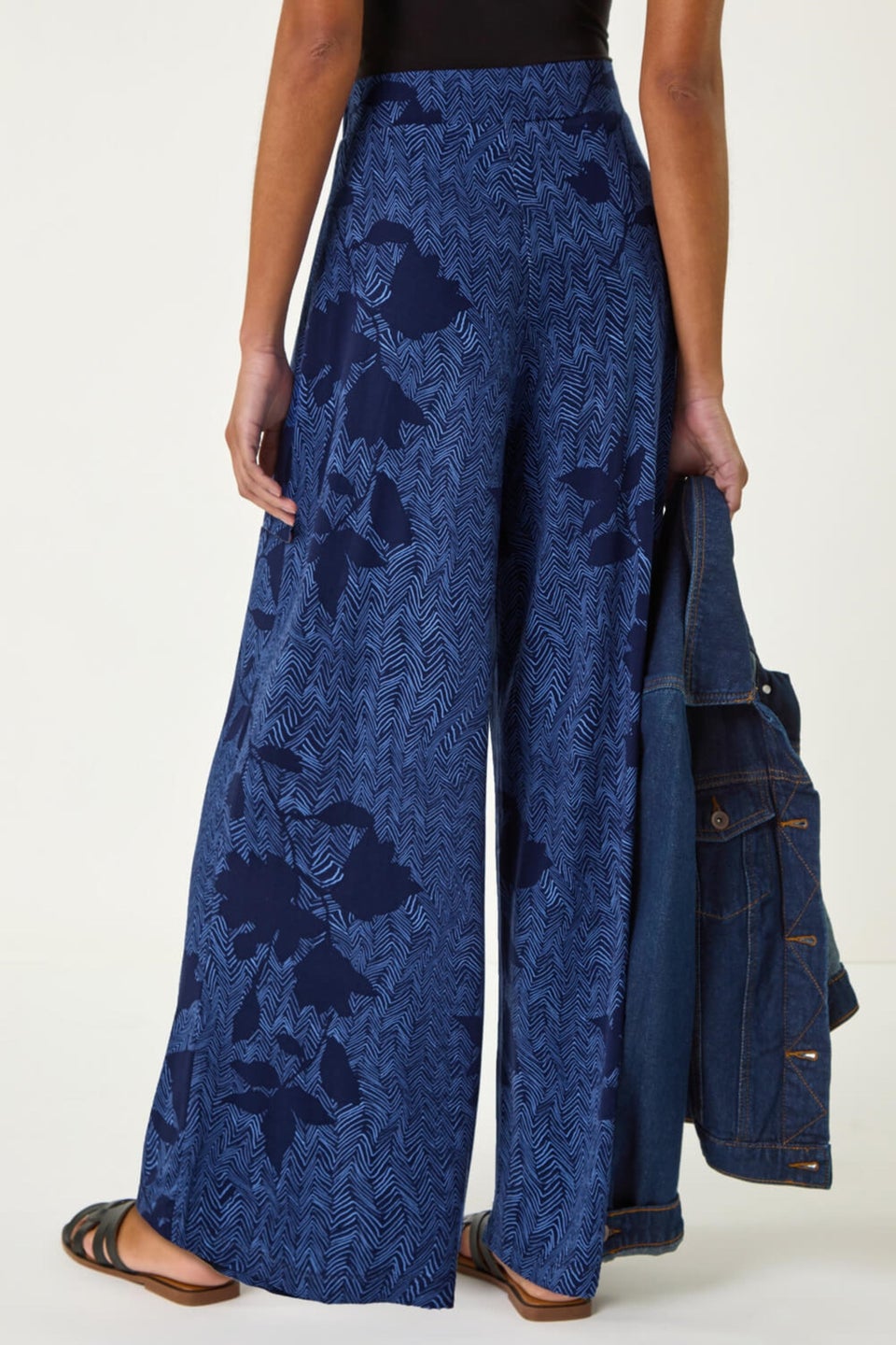 Roman Blue Floral Abstract Trouser