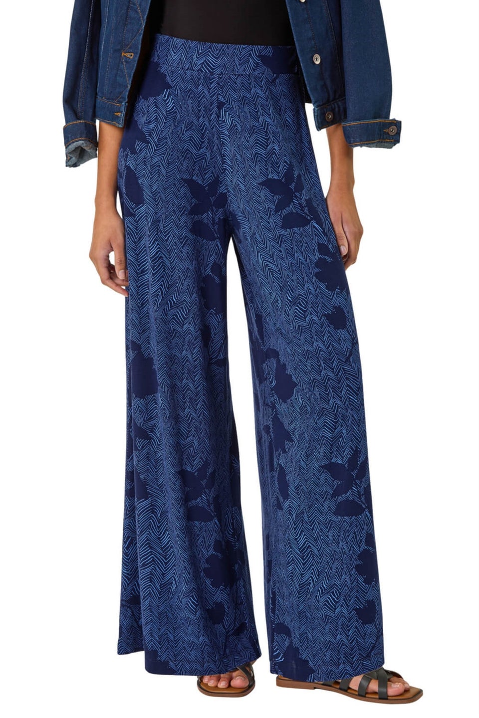 Roman Blue Floral Abstract Trouser