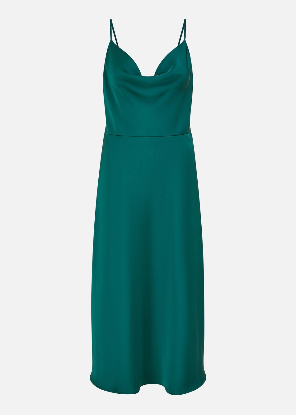 Yumi Green Satin Cowl Neck Midi Dress