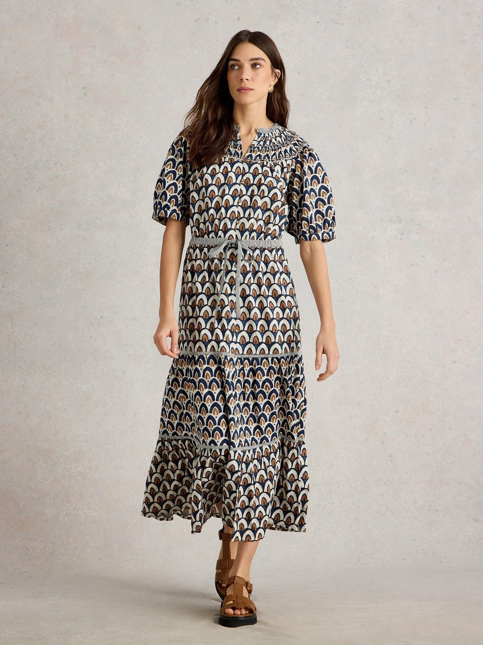 Gestuftes Kleid Ariel mit Print-Mix