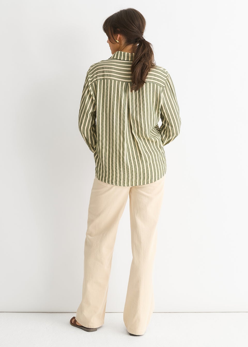 Gini London Khaki Stripe Oversized Shirt