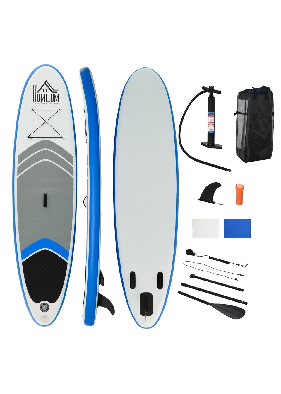 HOMCOM Inflatable Stand-Up Paddle Board SUP Accessories Carry Bag Blue (10ft)