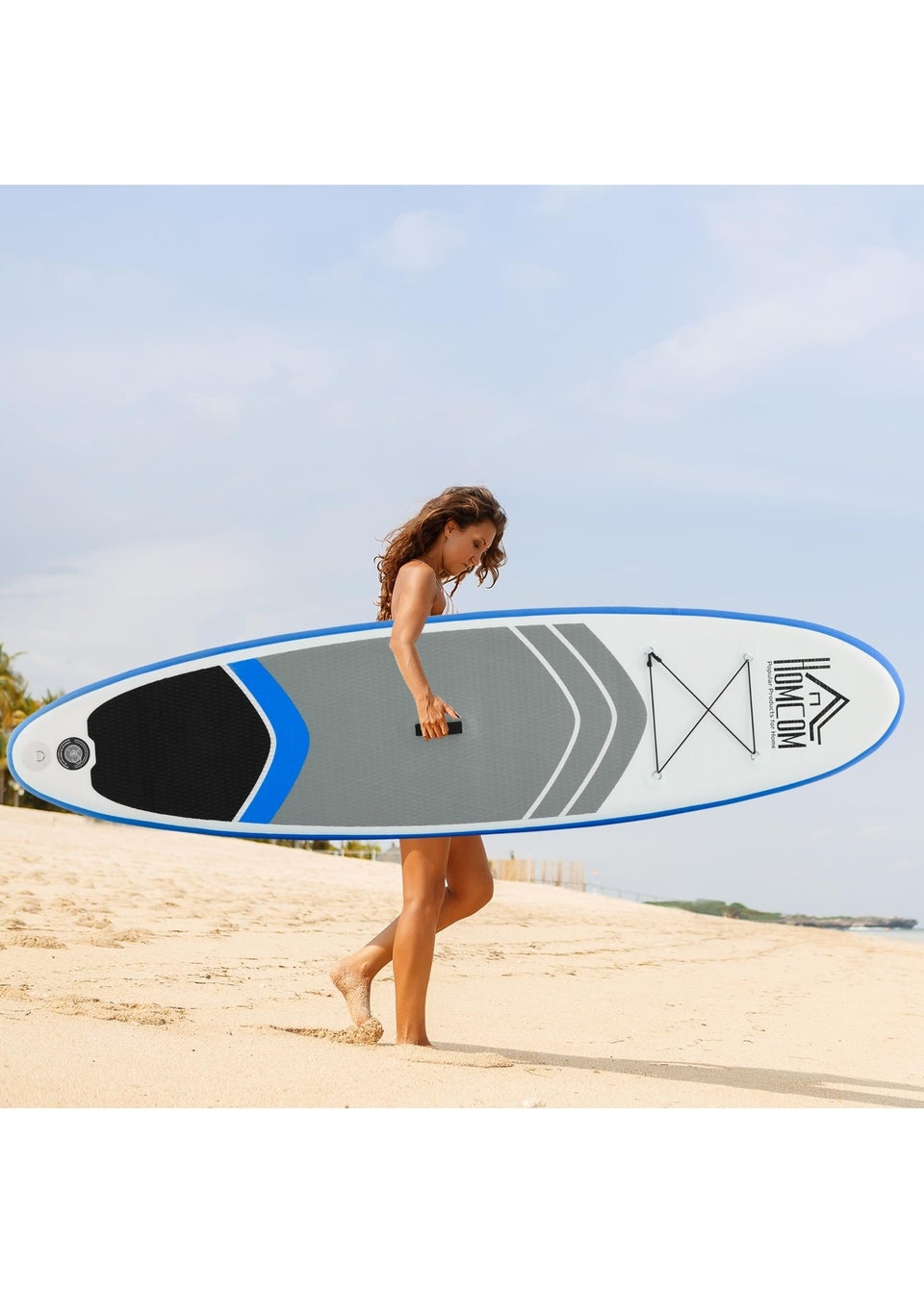 HOMCOM Inflatable Stand-Up Paddle Board SUP Accessories Carry Bag Blue (10ft)