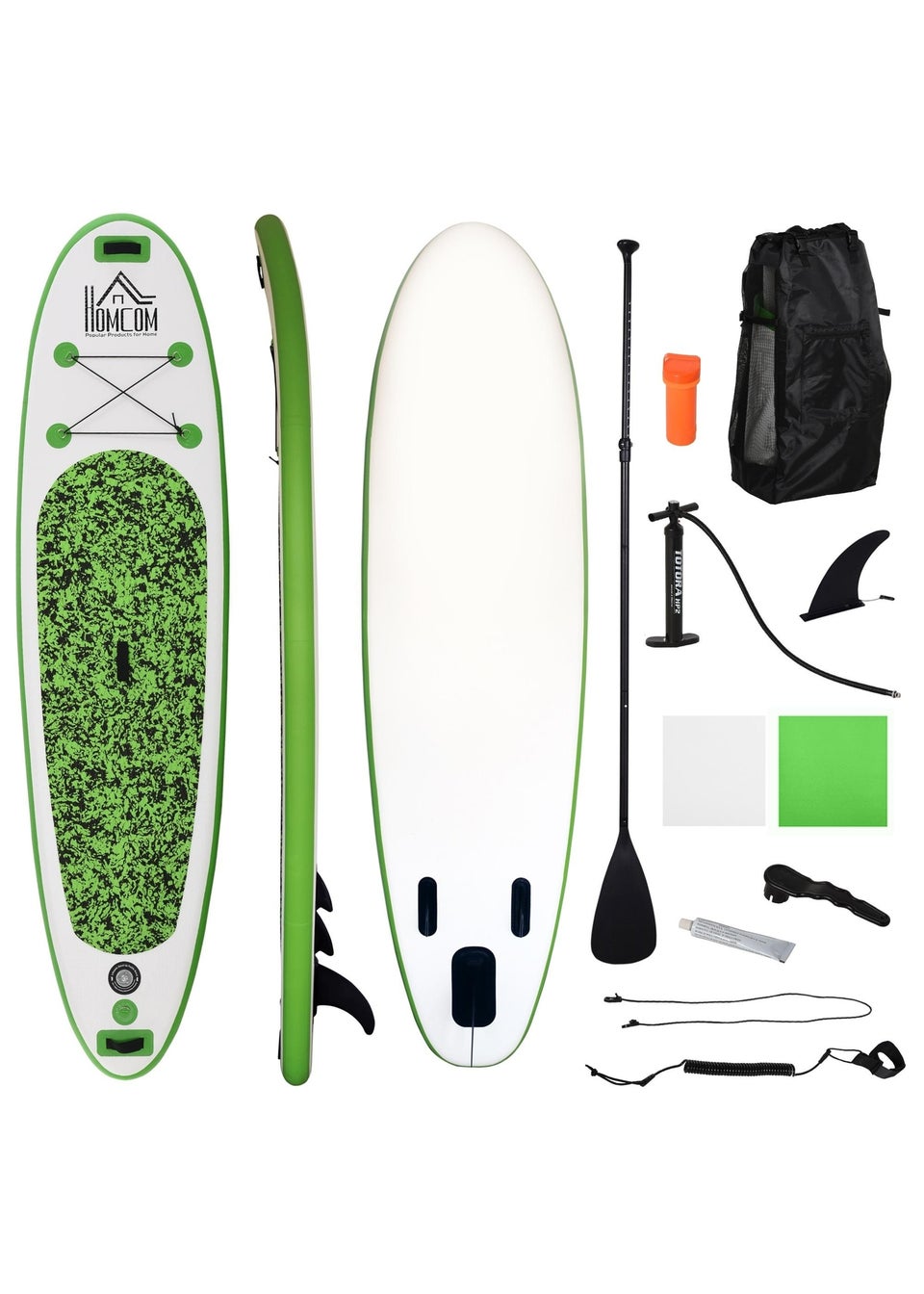 HOMCOM Inflatable Surfing Board with Paddle, Fix Bag, Air Pump, Fin, Backpack (10ft)