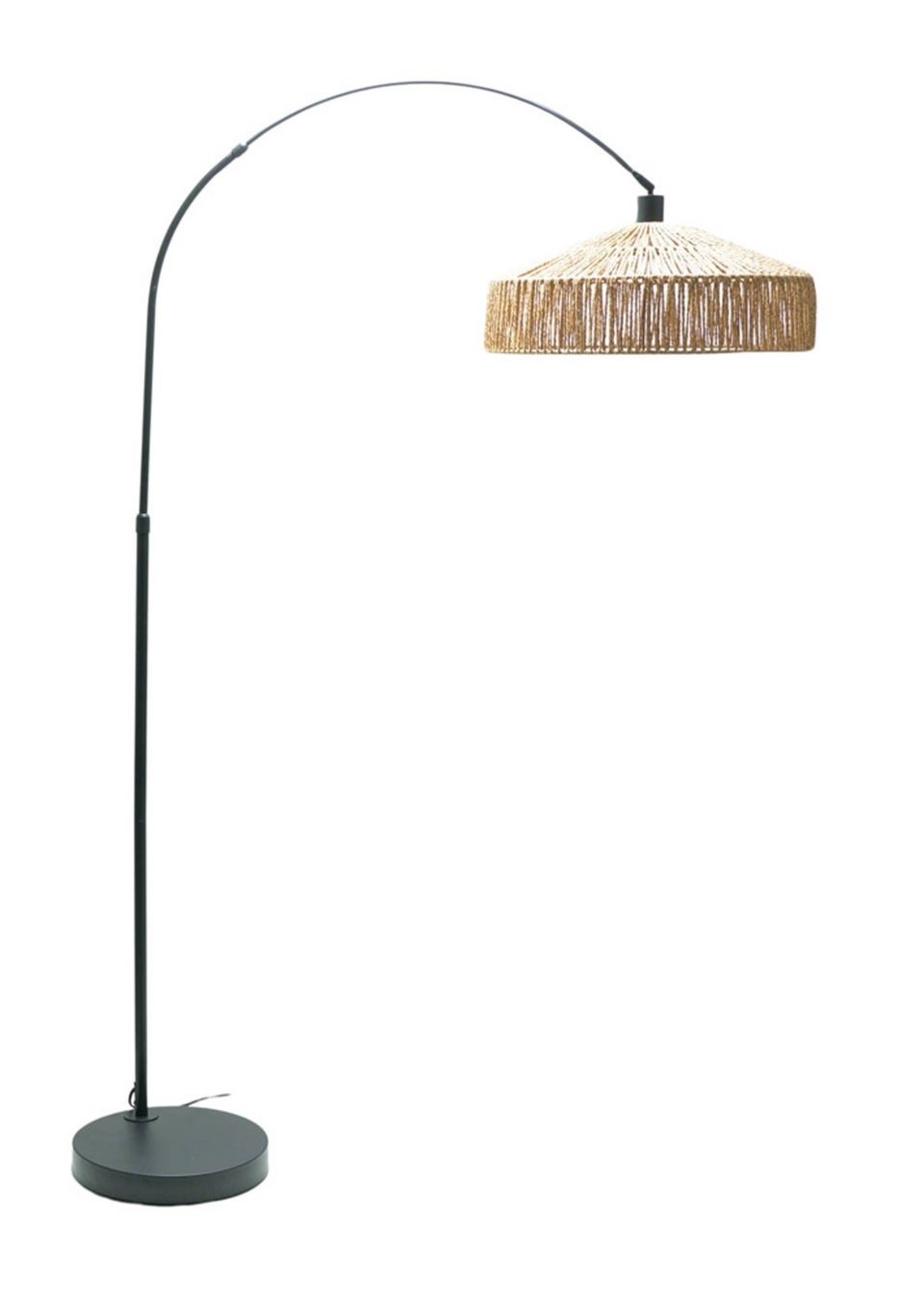 ValueLights Louis Matte Black Floor Lamp with Natural Rope Shade