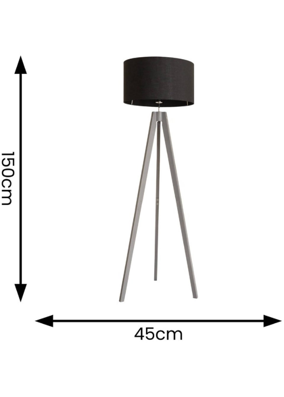 ValueLights Jackson Painted Grey Floor Lamp with Large Drum Shade