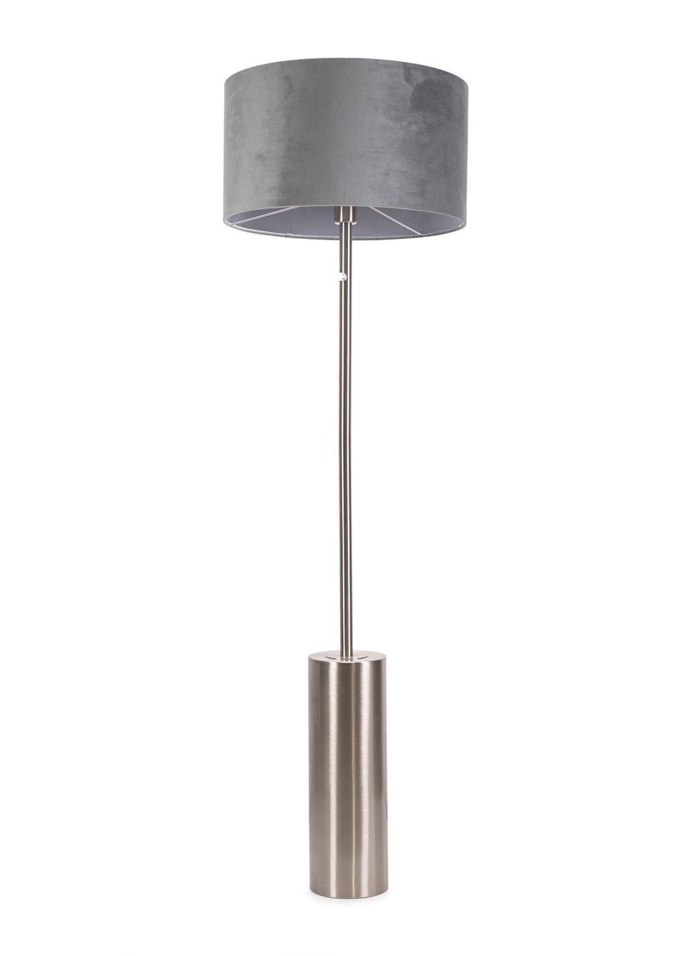 ValueLights Lexy Dimmable Plated Silver Floor Lamp with Large Drum Shade