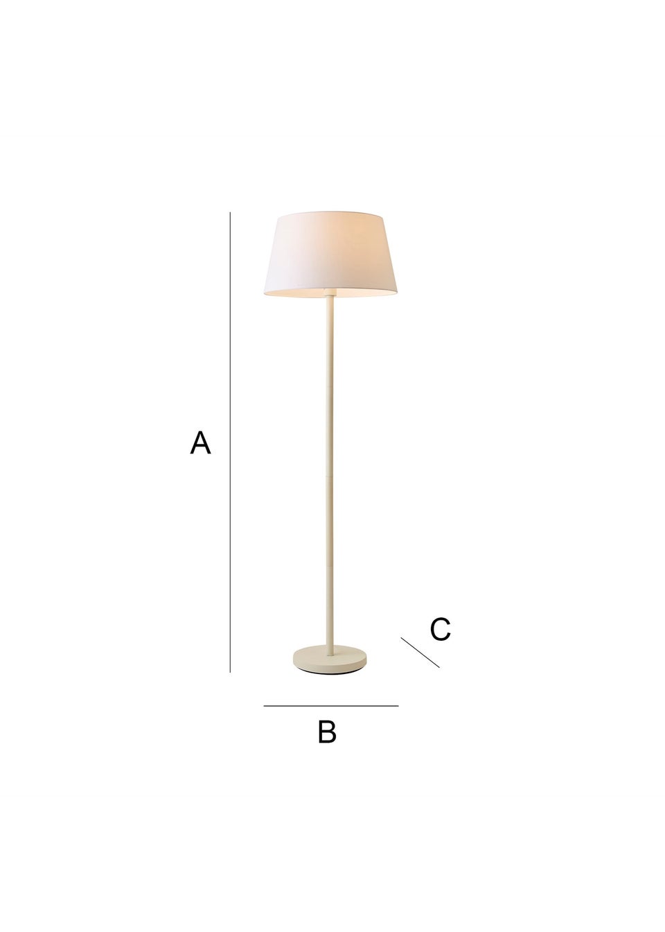 ValueLights Charlie Painted White Floor Lamp with Large Tapered Shade