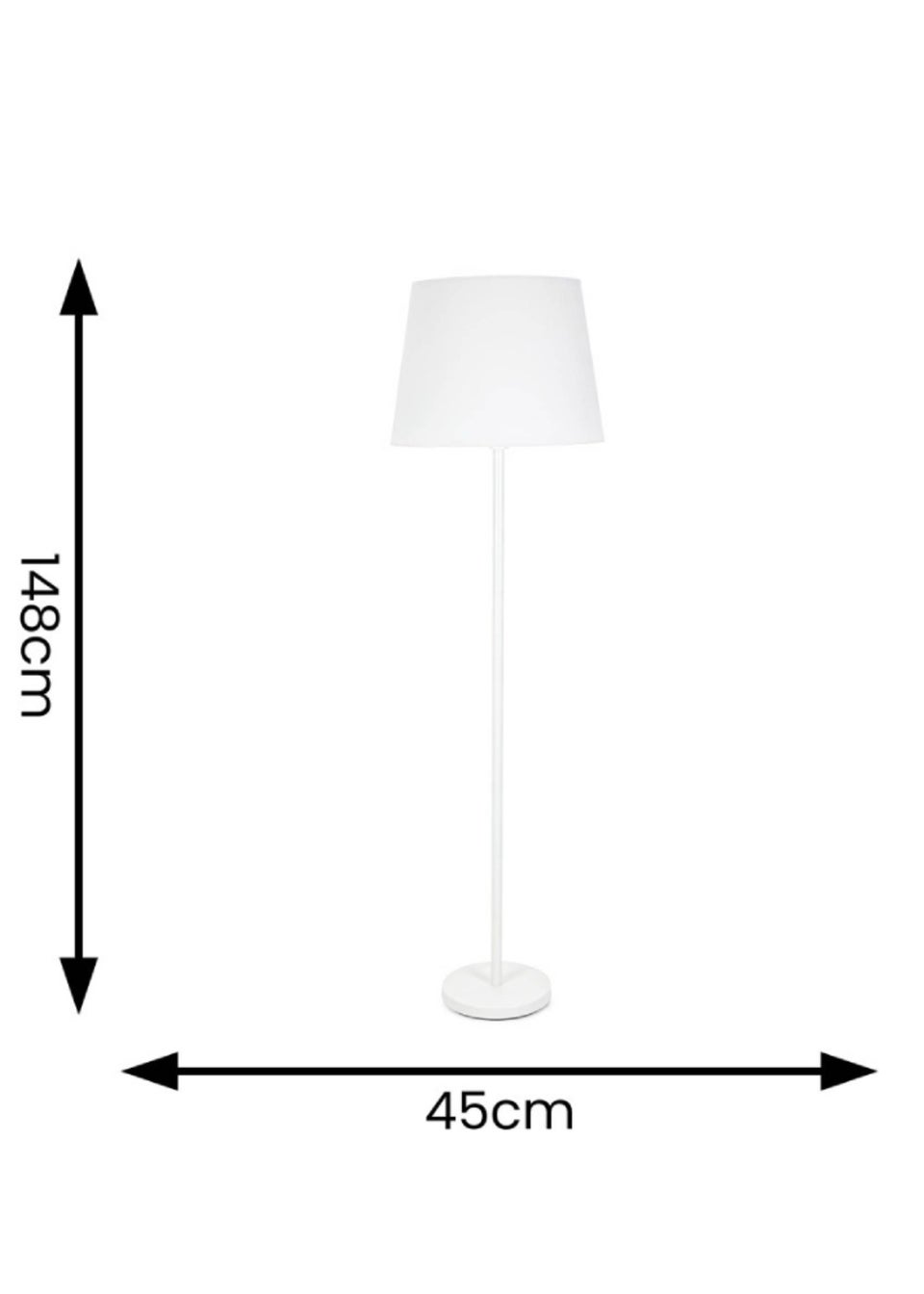 ValueLights Charlie Painted White Floor Lamp with Large Tapered Shade