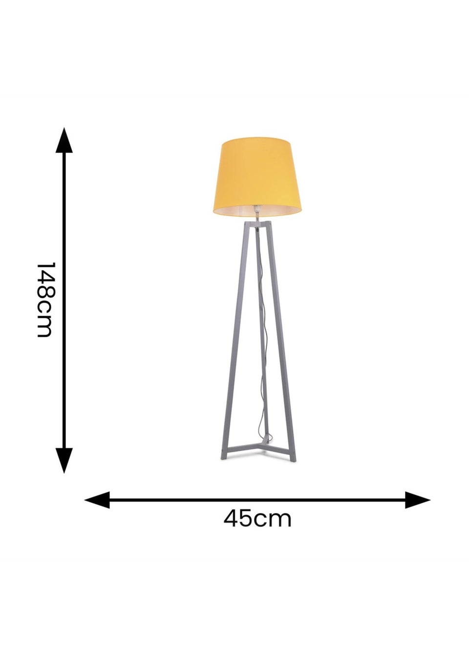 ValueLights Lottie Painted Grey Floor Lamp with Large Tapered Shade