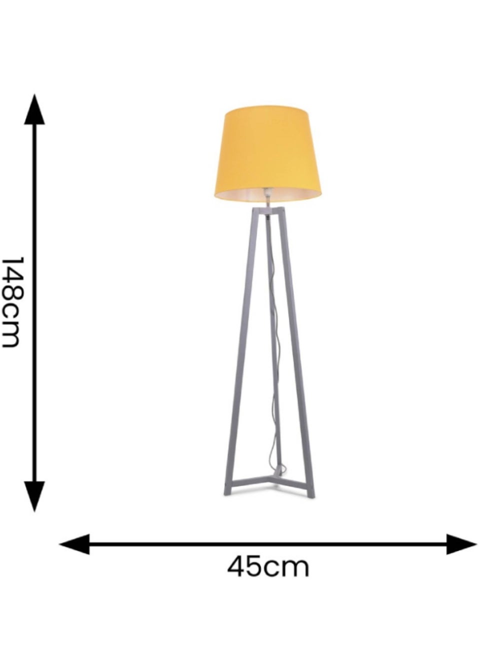 ValueLights Lottie Painted Grey Floor Lamp with Large Tapered Shade