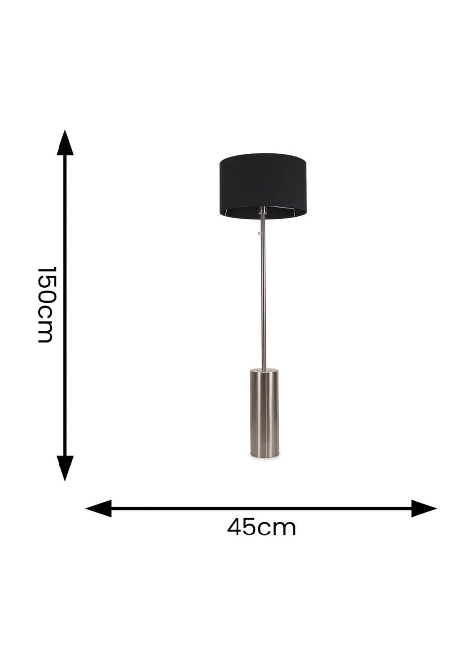 ValueLights Lexy Dimmable Plated Silver Floor Lamp with Large Drum Shade