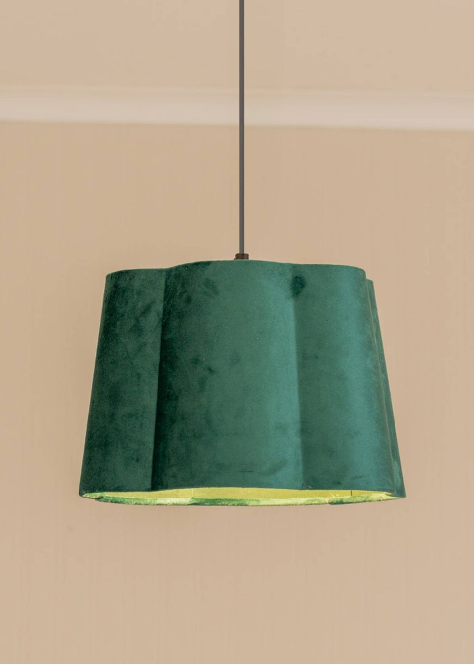 ValueLights Medium Amy Velvet Green Tapered Ceiling Pendant Shade