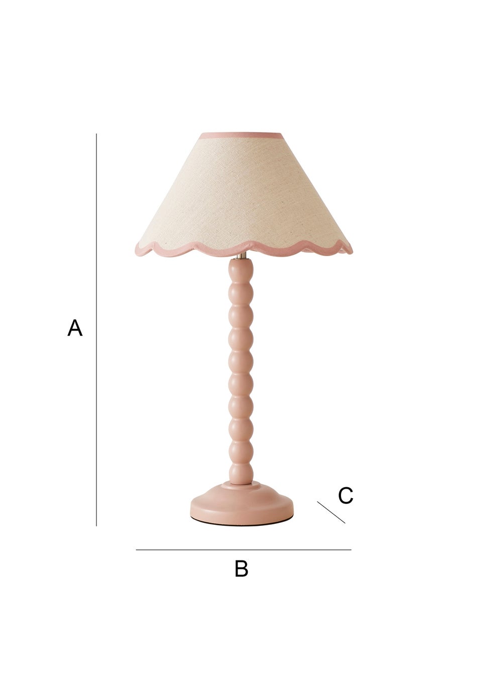 ValueLights Bobbles Painted Pink Table Lamp with Small Tapered Shade
