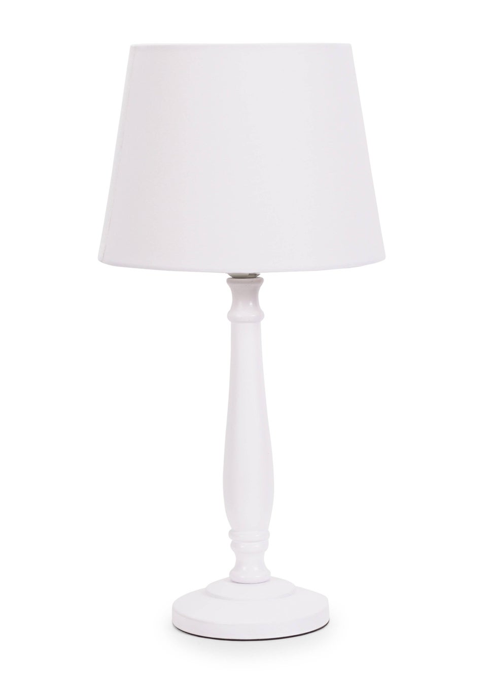 ValueLights Victoria Painted White Table Lamp with Small Tapered Shade