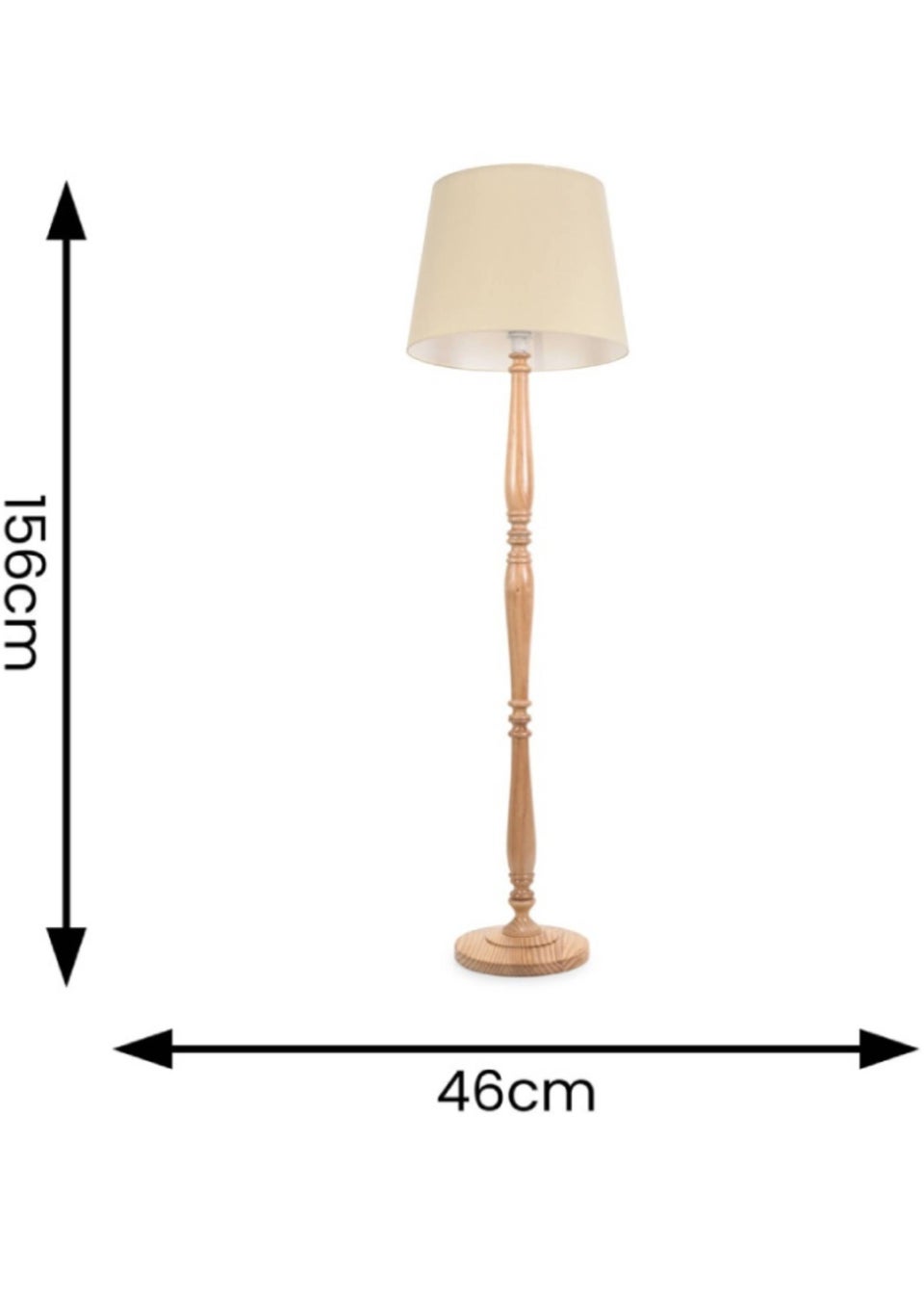 ValueLights Victoria Oak Effect Natural Floor Lamp with Large Tapered Shade