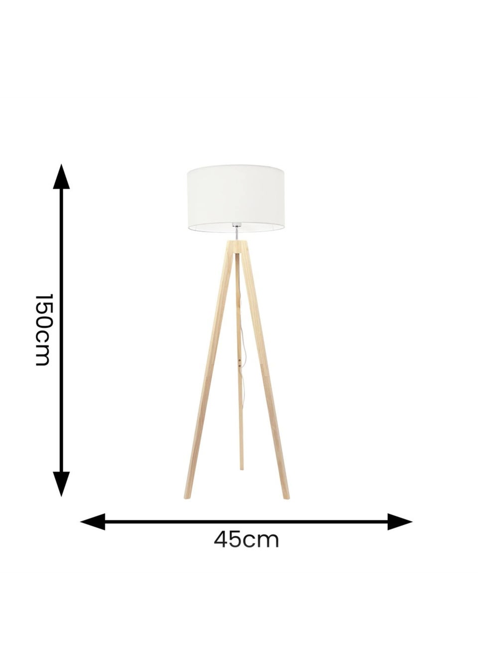 ValueLights Jackson Oak Effect Natural Floor Lamp with Large Drum Shade