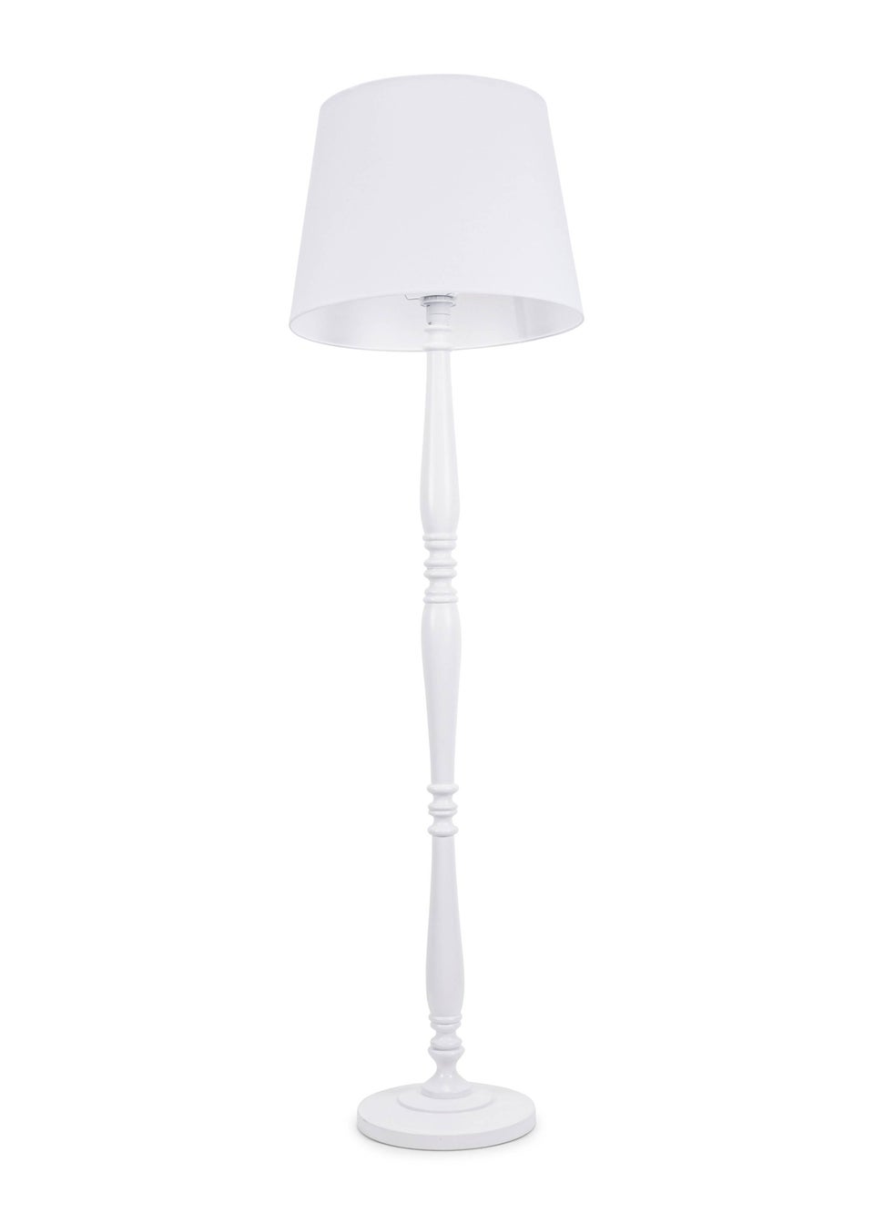 ValueLights Victoria Painted White Floor Lamp with Large Tapered Shade