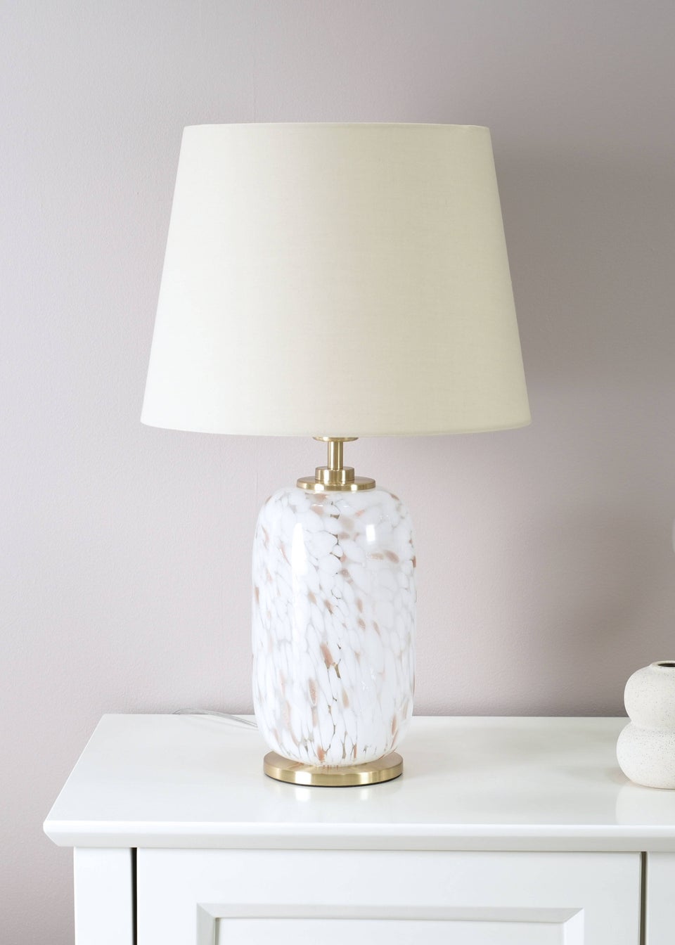 ValueLights India Painted White Table Lamp with Medium Tapered Shade