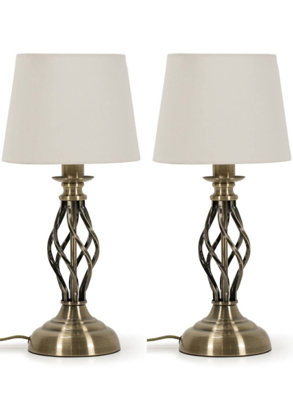 ValueLights Memphis Pair of Brushed Gold Table Lamp & Candle