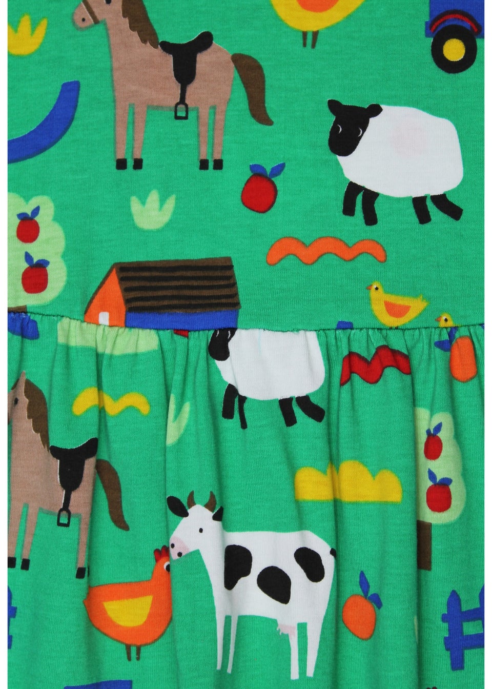 Toby Tiger Organic Green Farm Print Summer Dress (12 months - 8 years)