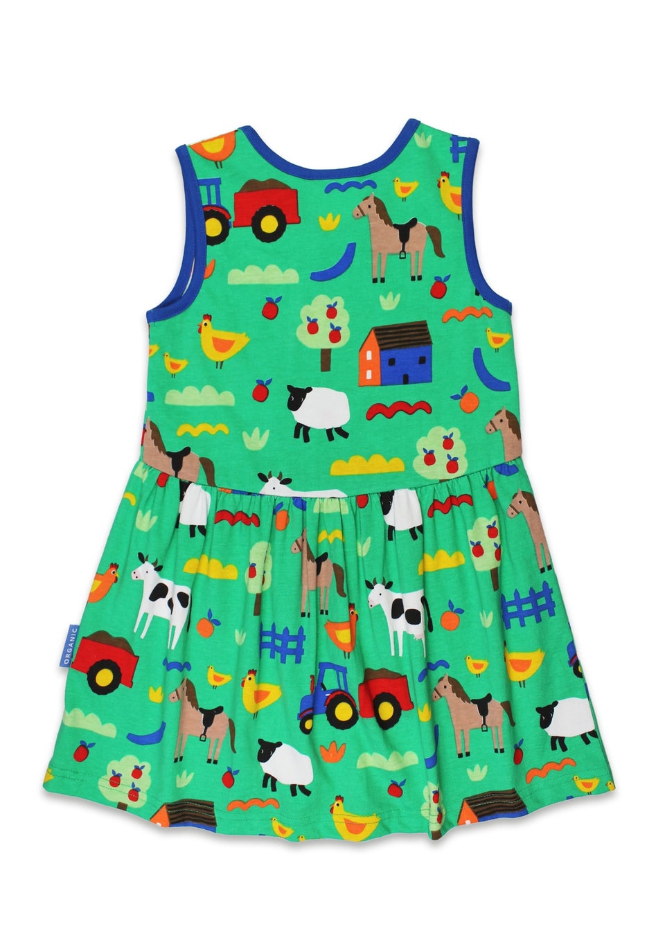 Toby Tiger Organic Green Farm Print Summer Dress (12 months - 8 years)
