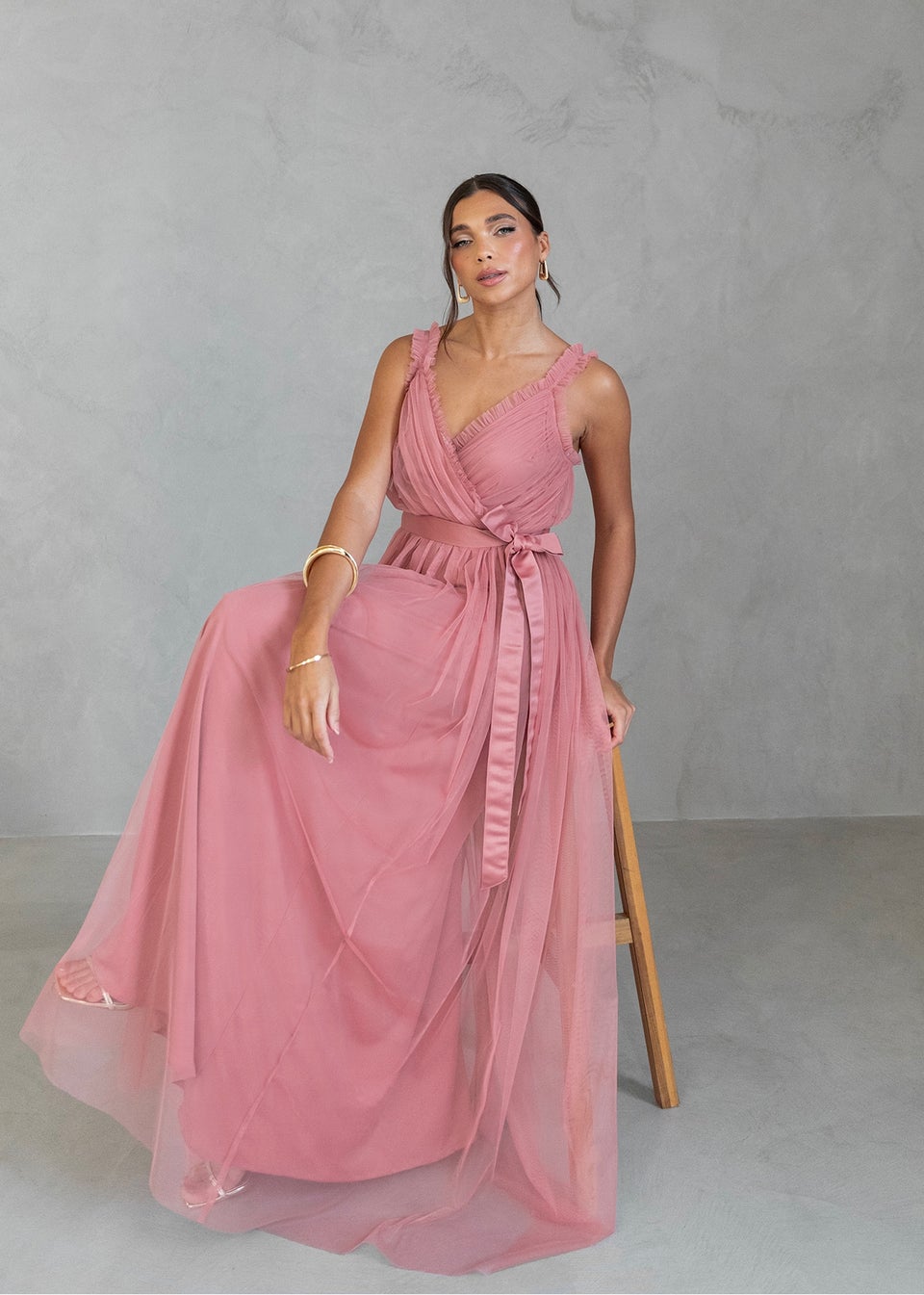 Anaya with Love Recycled Dusty Rose Wrap Strappy Maxi Dress