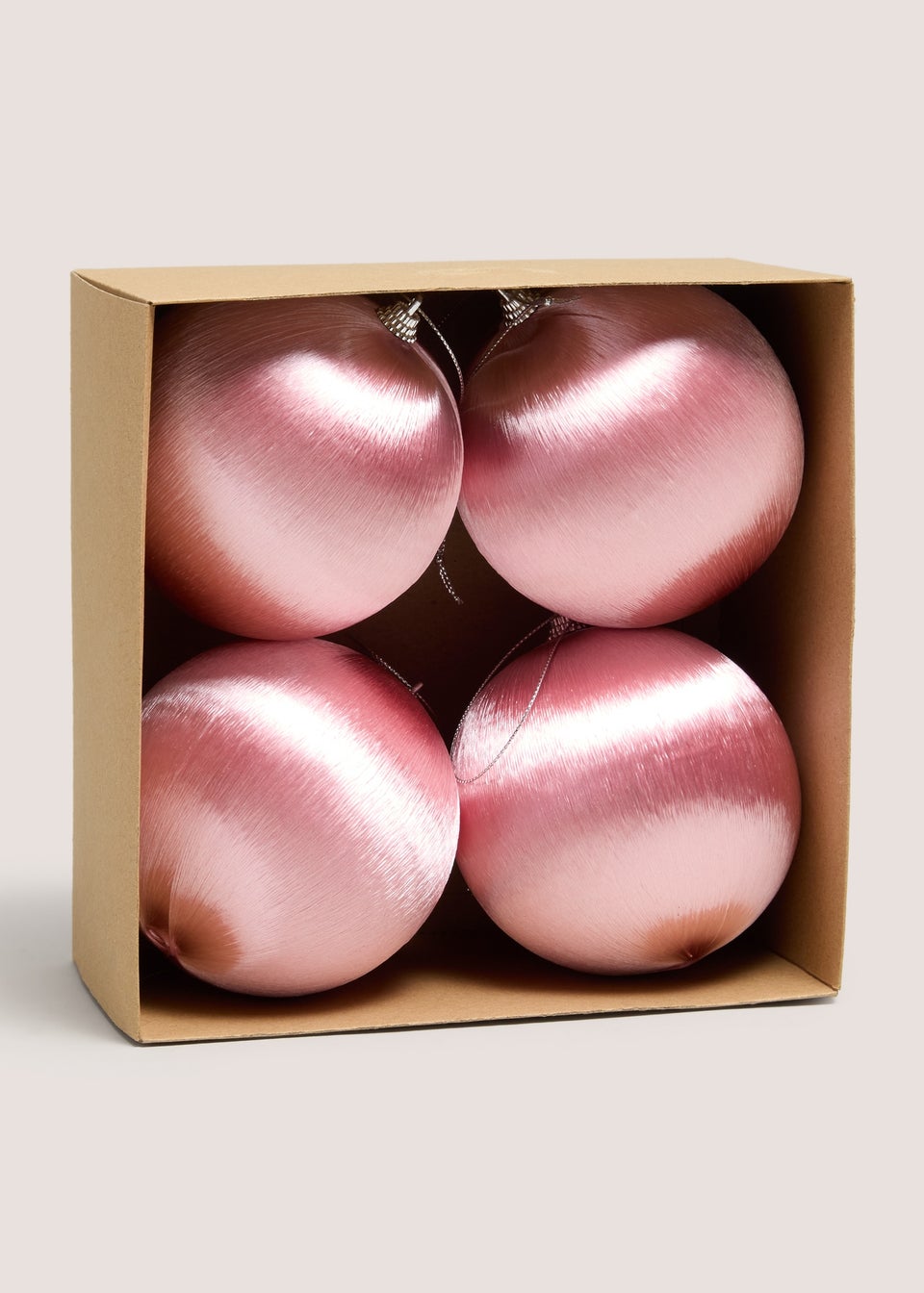 Pink Satin 4 Pack Baubles