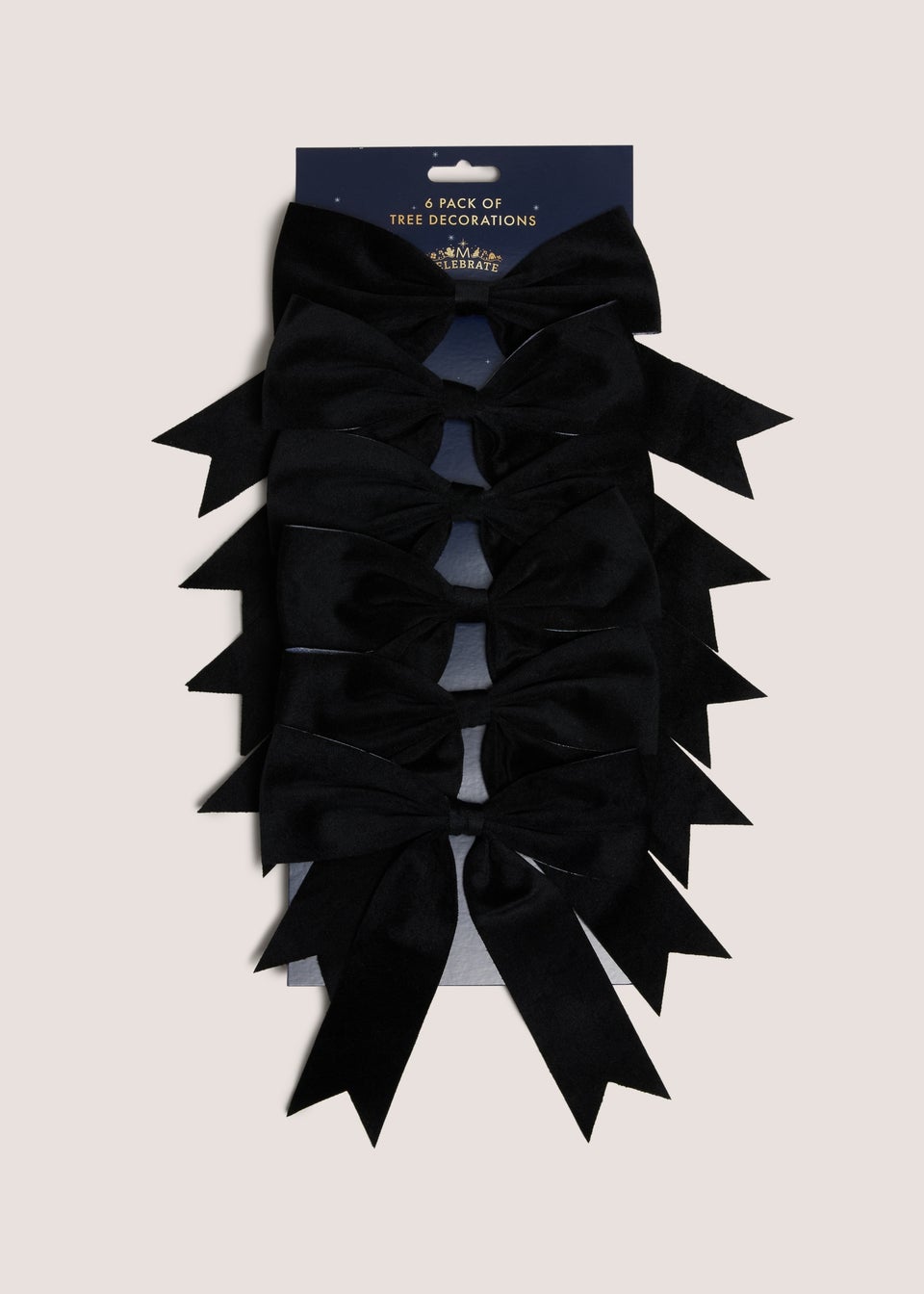 6 Pack Black Bow Decorations