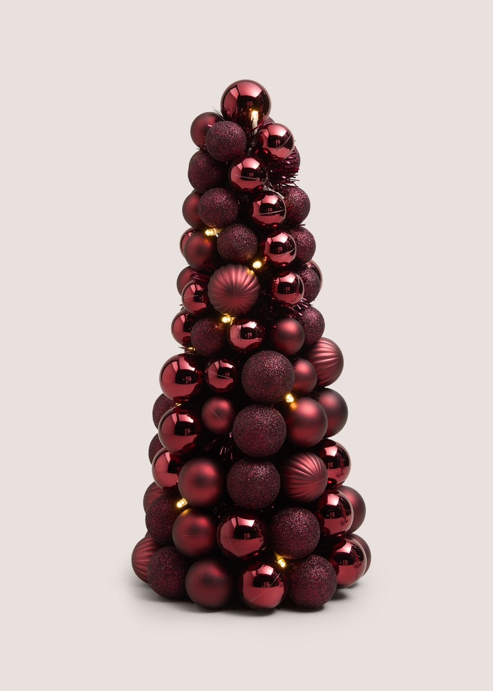 Burgundy Pre Lit Christmas Bauble Tree