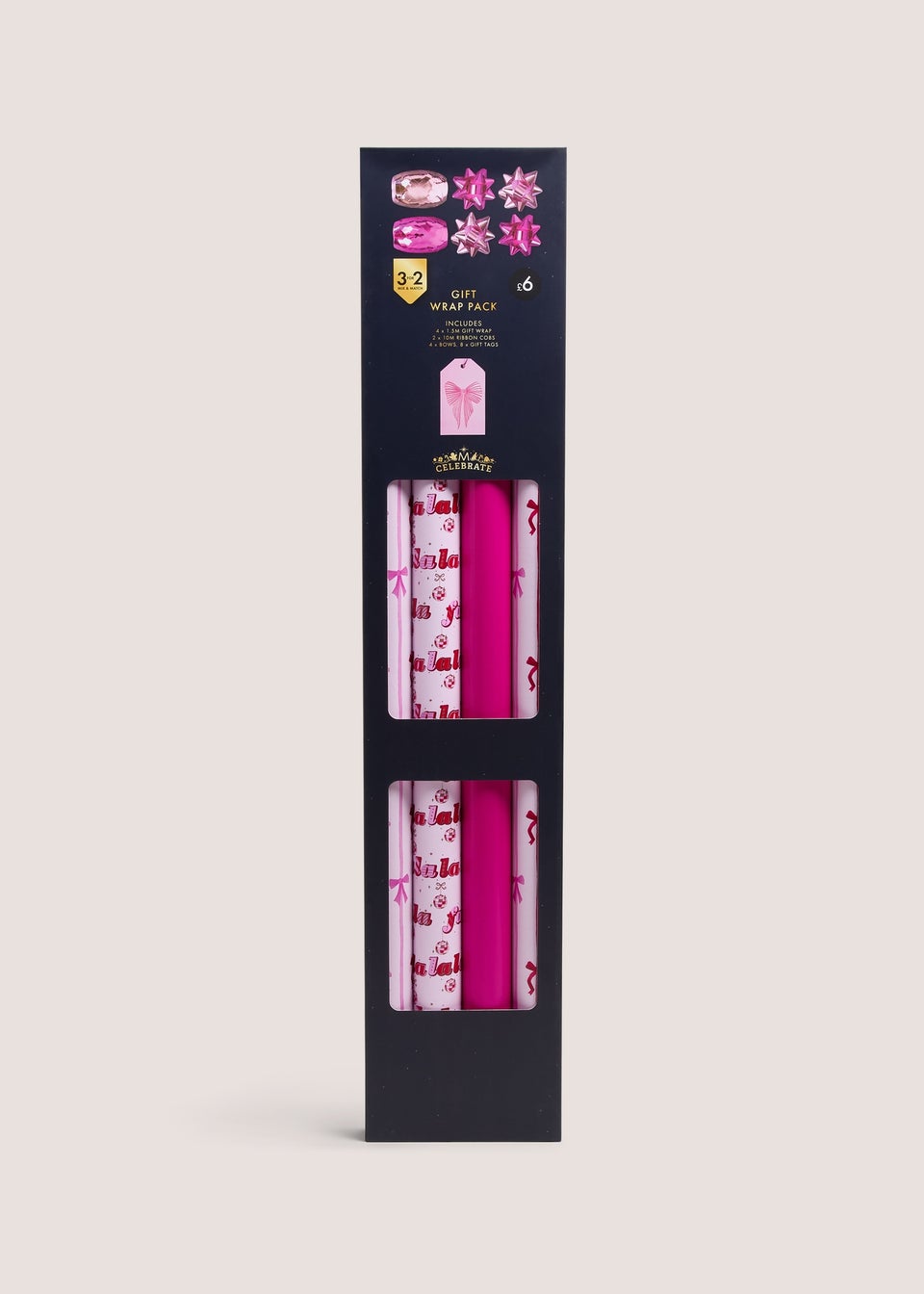 Pink Gift Wrap & Bow Pack