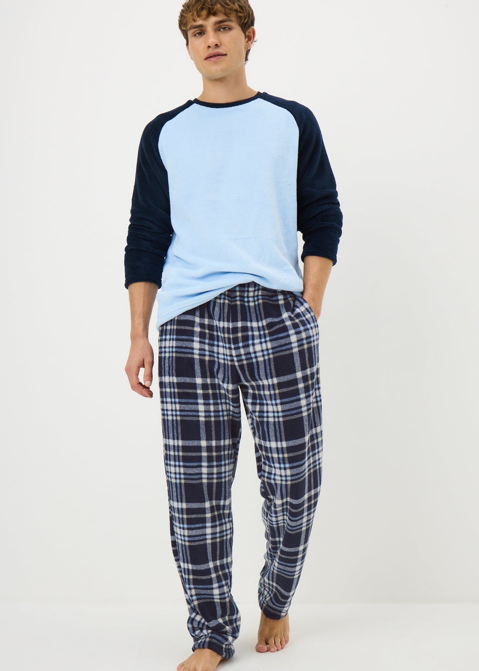 Blue Fleece Raglan Pyjama Set