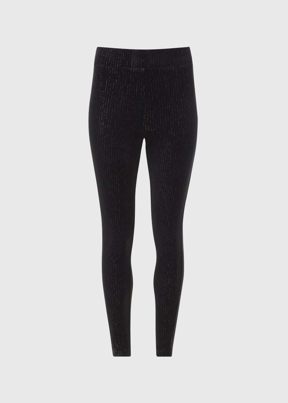 Black Stripe Velvet Lurex Leggings