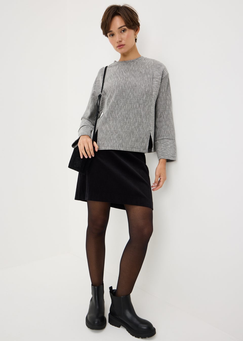 Grey Cutabout Textured Snit Top