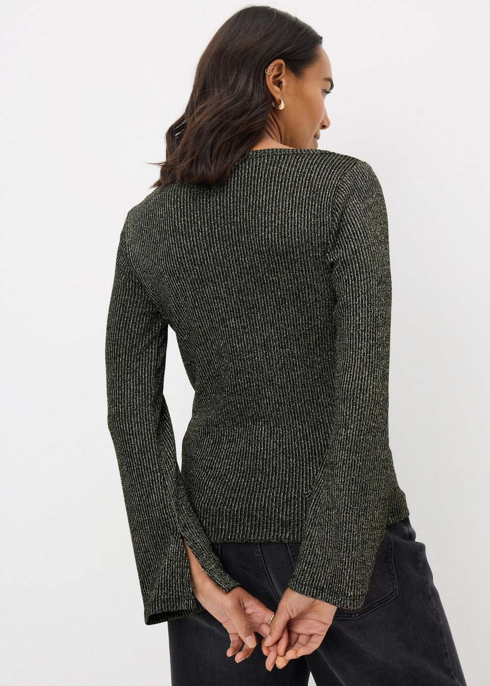 Black Long Sleeve Lurex Top
