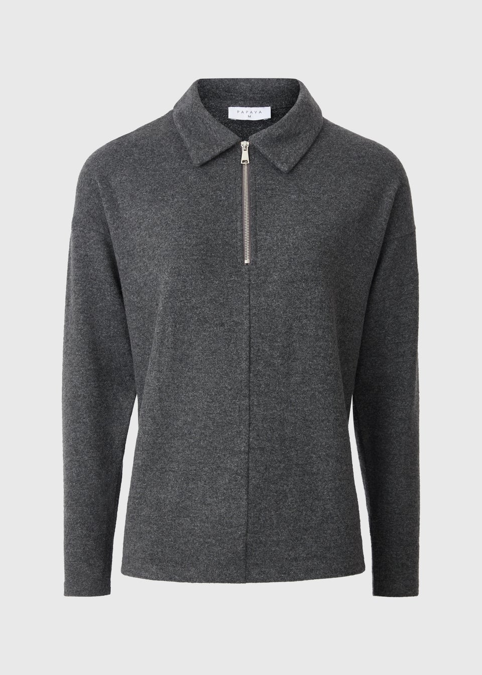 Charcoal Grey Collared Zip Jumper