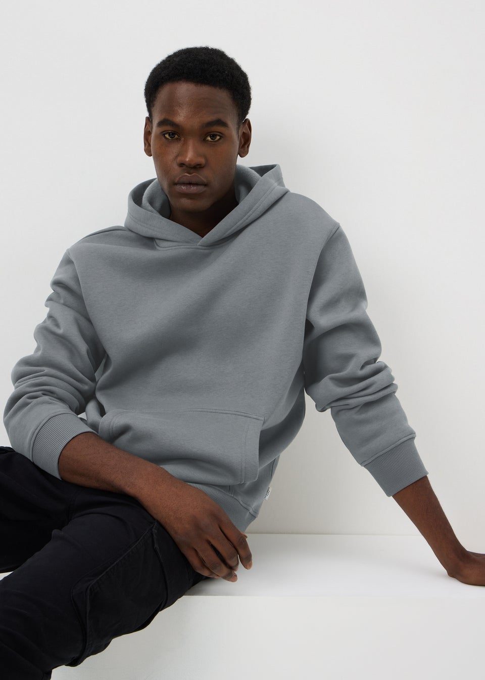 Grey Relaxed Pull On Hoodie